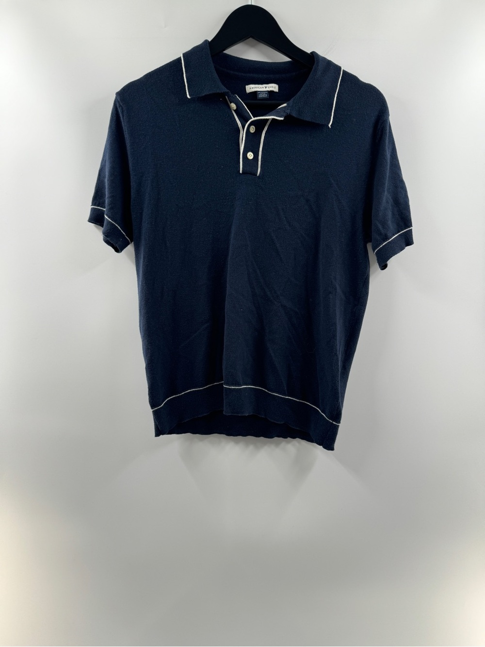 American Eagle Navy Blue Contrast Trim Knit Polo – Men's XS